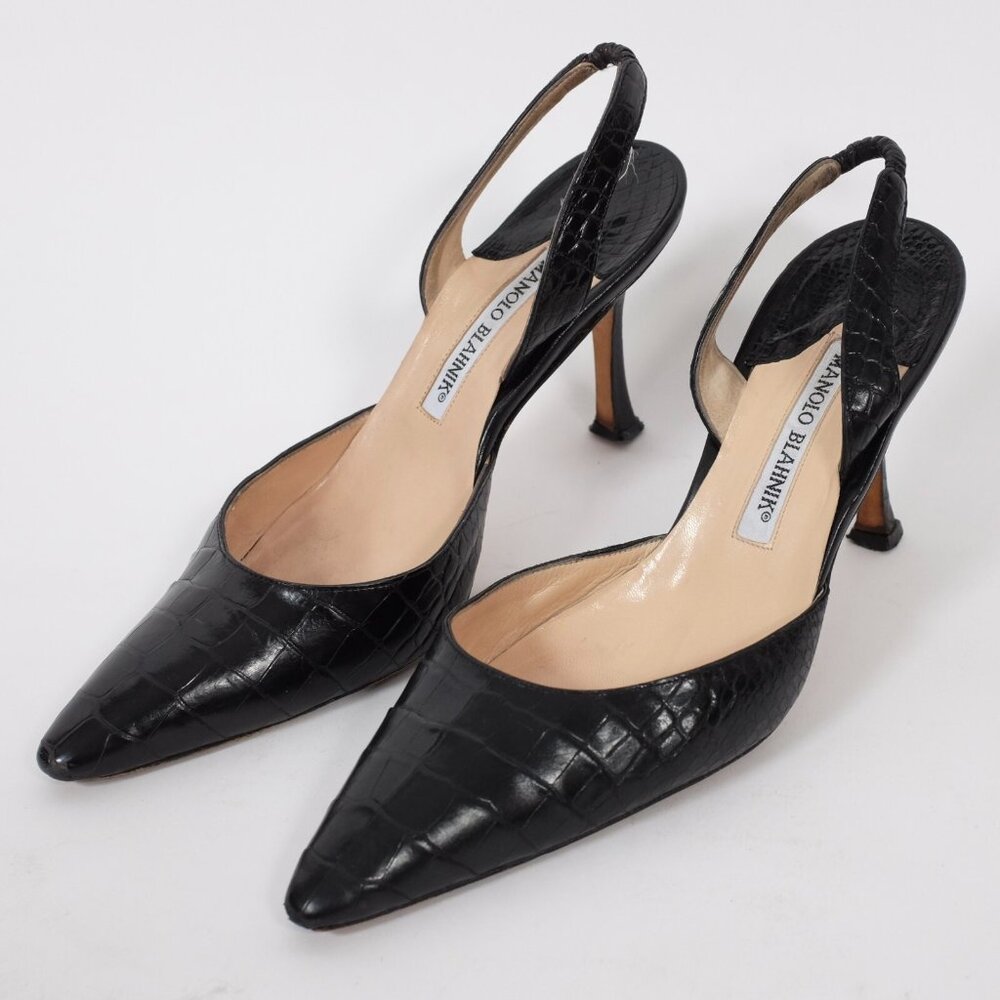 Manolo Blahnik Carolyne crocodile alligator shoes
